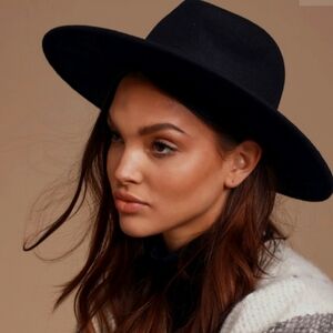 Black Wide Brimmed Hat with Black Studded Band
